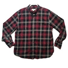 Orvis Classic Collection Mens XL Plaid Button Down Shirt Burgundy Heavy Cotton