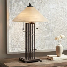 Metro Rustic Mission Accent Table Lamp 23 1/2" High Bronze Metal for Bedroom