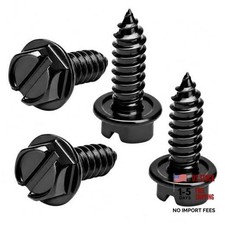 Rustproof License Plate Screws 4-Pack  Premium 4 Pack Black-Slotted
