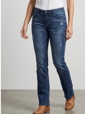 Democracy Ab Solution Straight Leg Jeans Size 6 Distressed Blue Wash Mid Rise