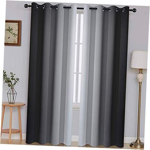 Ombre Room Darkening Curtains for Bedroom, 52"W x 84"L (Pack of 2) Black