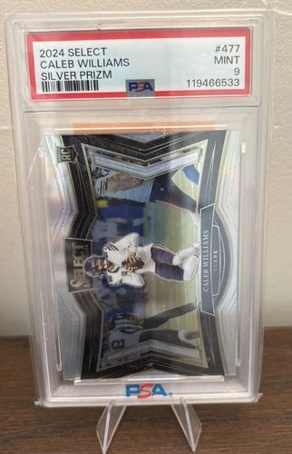 CALEB WILLIAMS  2024 PANINI SELECT FIELD LEVEL #477 SILVER PRIZM RC BEARS PSA 9