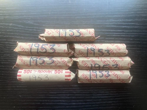1 FULL ROLL OF 1953 P LINCOLN WHEAT CENTS PENNIES