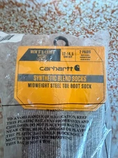 2 Pair Carhartt Midweight Synthetic Blend Steel Toe Boot Socks Men's Sz XL Gray