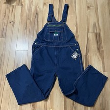 Liberty Overalls 36x28 Dark Blue Green Accents Workwear Work Bib Carpenter Farm