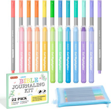 Bible Highlighters and Pens No Bleed, 22 Pack Bible Journaling Kit, 10 Colors Ge