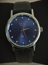 Vintage Classic Seiko Slim Tank japan Made Blue Dial Men's Wrist watch