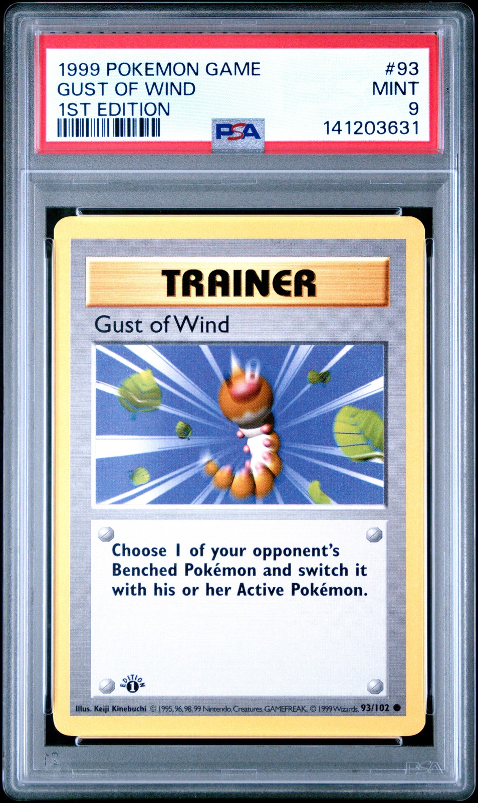 1999 POKEMON BASE SET 1ST EDITION #93 GUST OF WIND PSA 9