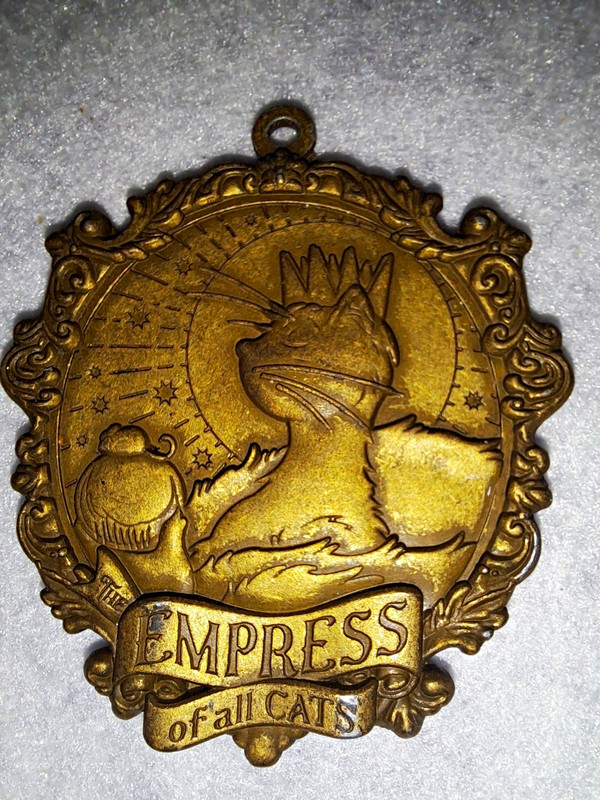 Gold Tone Metal “Empress of All Cats” Cat Medallion Pendant/Charm Loop