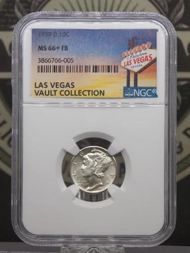 1939 "D" Mercury SILVER Dime 10c NGC MS66+ FB *PLUS* #005 *FULL BANDS* Gem ECC&C