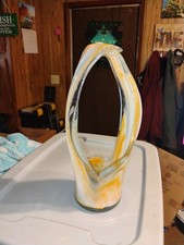 1960's Mid Century Modern Handblown Murano Swirl Basket