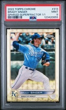 Marketplace image: 2022 TOPPS CHROME SAPPHIRE EDITION SUPERFRACTOR 1/1 #313 BRADY SINGER 1/1 PSA 9