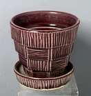 Vintage McCoy USA Pottery 3 1/2” Basket Weave Flower Pot Planter  Rare Color