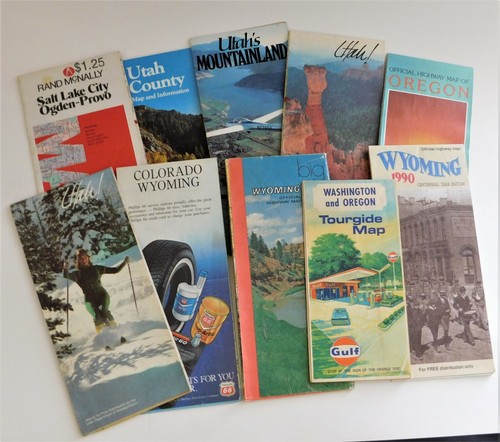 10 Lot Vintage Washington Wyoming Utah Oregon Hwy Map Gulf Gas Station Travel - Picture 3 of 12