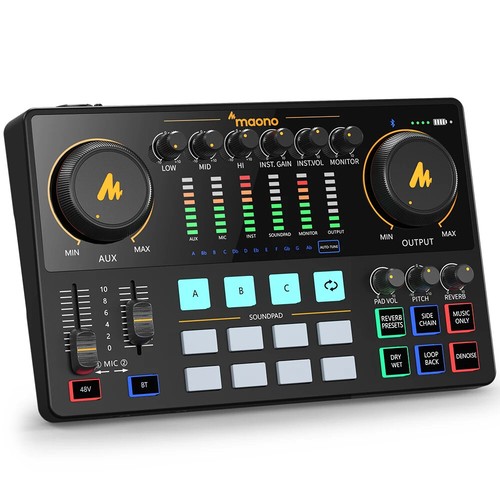 Maono Audio Interface Sound Card DJ Mixer All in One Portable Podcast Studio - Picture 7 of 7