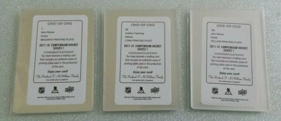 Nick Ritchie 2017/18 Upper Deck Compendium #3 1 OF 1 PRINTING PLATE MAGENTA - Image 2 of 2