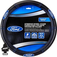 15" Ford Steering Wheel Cover Bundle Set– Premium Deluxe High-Contrast Stitching