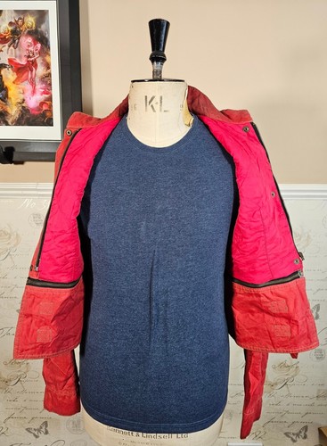 Chaqueta Belstaff Cera Nylon Para Mujer 46 UK 14/XL Rojo Gángster Motociclista Motocicleta - Imagen 12 de 21