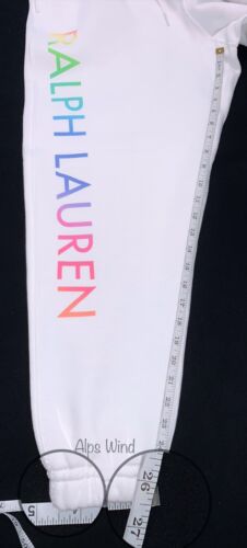 Polo Ralph Lauren Women Soft Cotton Sweatpants Side Logo Blue Pony White Size L - Picture 9 of 11