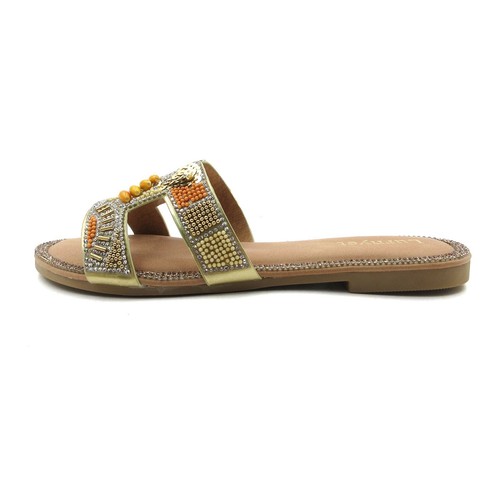 Women's Beaded Sandals Sequin Embellished Slides Rhinestone Flat Summer Slippers - Picture 22 of 32