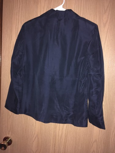 Wintersilks Ladies Thin Silk Blazer size Small Petite Navy Blue Shoulder pads - Picture 8 of 10