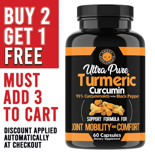 Angry Supplements Turmeric 95% Curcumin  Capsules w. Black Pepper Pills 60 Ct