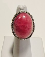 Sterling Silver Large Natural Rhodochrosite Ring Sz 4.5