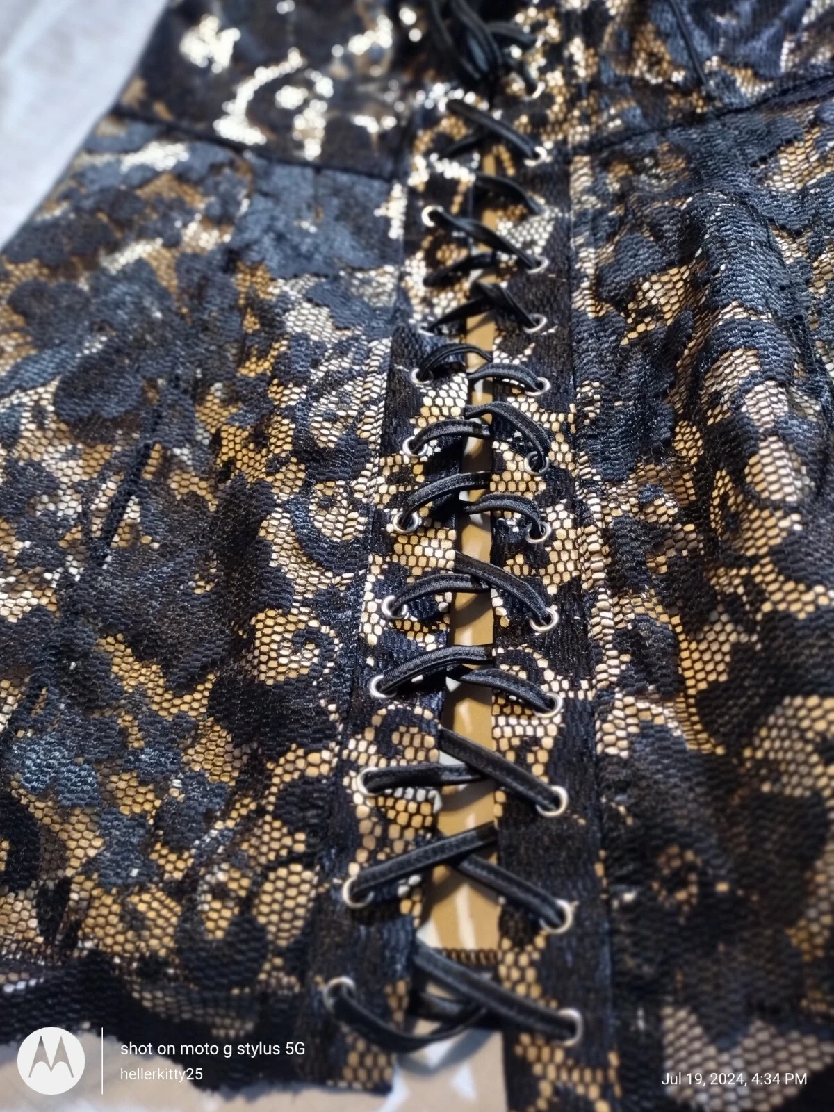 VALENTINO Frederick's of Hollywood abito slip donna grande nero lingerie pizzo floreale mini