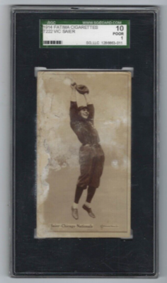 1914 T222 Fatima Cigarettes baseball card Vic Saier Chicago Cubs graded SGC  1