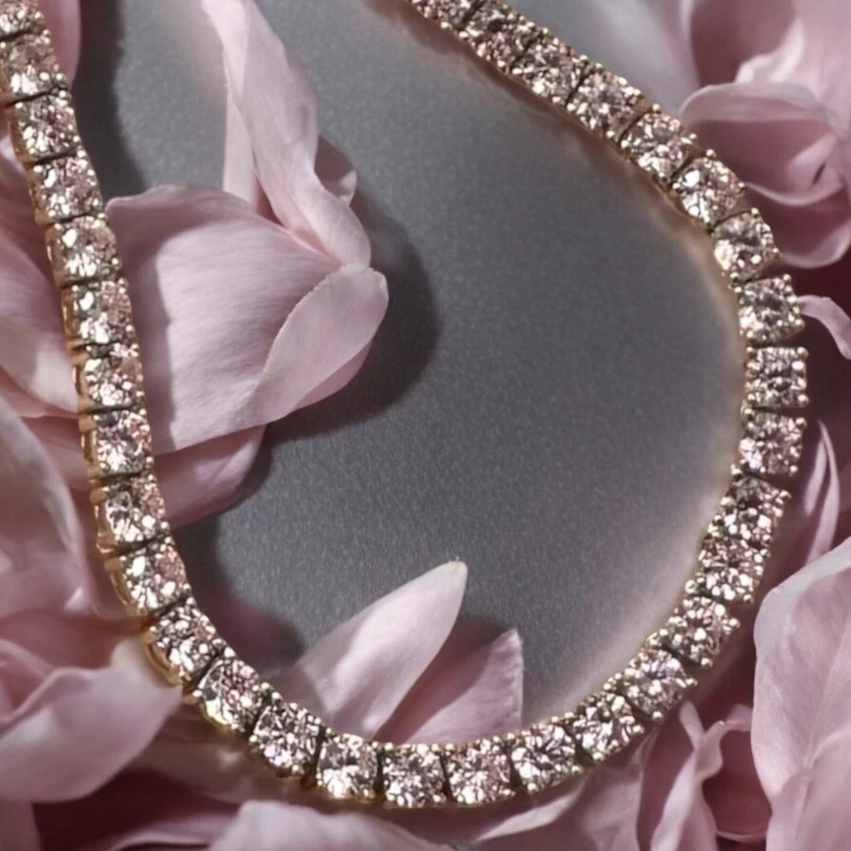 Cadena de tenis de circonita cúbica rosa de 3 mm | Plata 925 | Collar helado de 16” 18” 20” para mujer