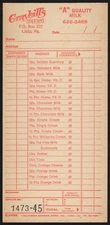 Vintage receipt GRAYBILLS DAIRY A Quality Milk Lititz Pennsylvania unused nrmt+