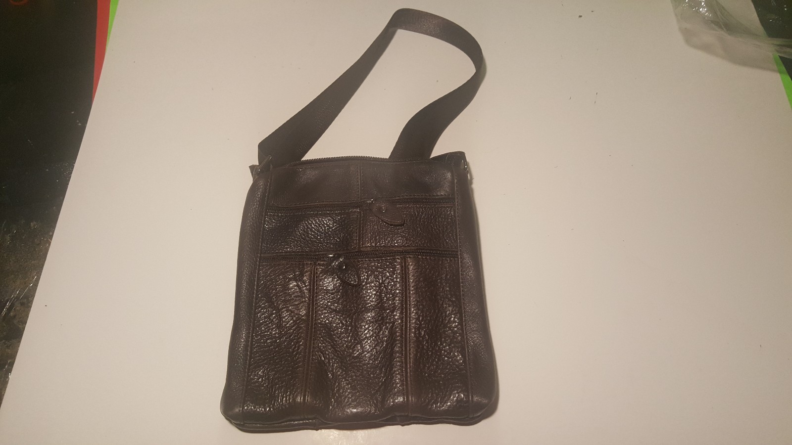 Mens Cowhide Leather BAG murse shoulder bag Natural Leather Goods