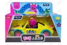 Pinkfong Sports Car Pull Back Door Open Diecast Mini Yellow car