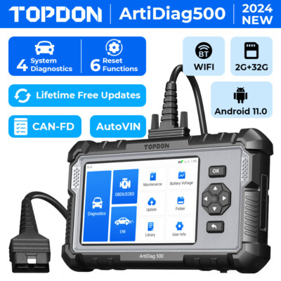 2024 TOPDON AD500 OBD2 Scanner Car Code Reader Scan Tool Check Engine ABS SRS 