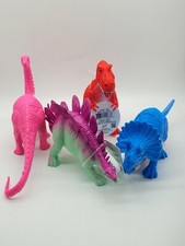 4- Toy Figure Plastic. Stegosaurus 7   Triceratops, T-rex, brontosaurus
