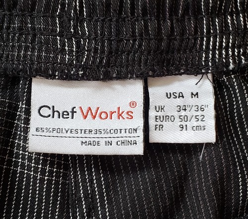 Chef Works Pants Mens M Black Baggies Glen Plaid Loose Baggy Kitchen Restaurant - Picture 6 of 14