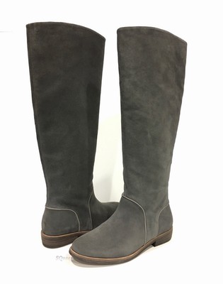 gray suede tall boots