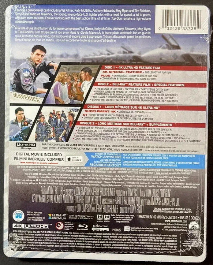 Top Gun (4K Ultra HD + Blu-ray) Limited Edition UHD STEELBOOK **NEW/SEALED** - Image 2 of 4