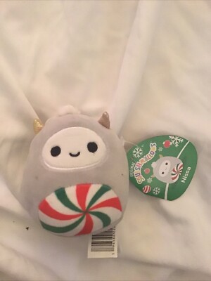 Squishmallows Christmas Holiday Squad Nissa the Peppermint Candy Yeti 4'' NWT