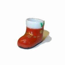 Handpainted Ceramic Santa Boot Christmas Planter or Vase Doll House Miniature