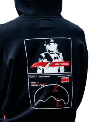 Formula One Sprayground Hoodie Black Sweatshirts Shark In Paris New Men Size XL