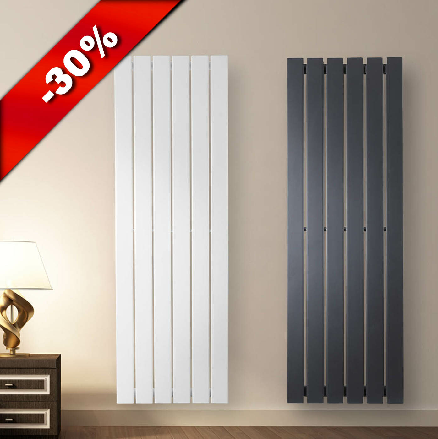 Flach Heizkörper Mittelanschluss Paneelheizkörper Wandheizkörper Weiß/Antrazit.