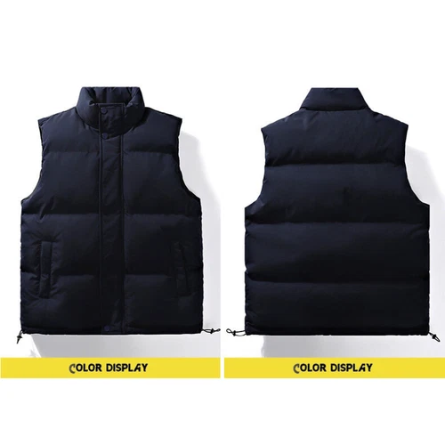 Stand Collar Men's Cotton-Padded Waistcoat Winter Gilet Thickened Thermal Vest - Picture 10 of 22