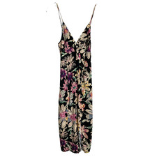 Urban Outfitters Black Floral Maxi Dress with Side Split Size XS Y2K Cruise Boho