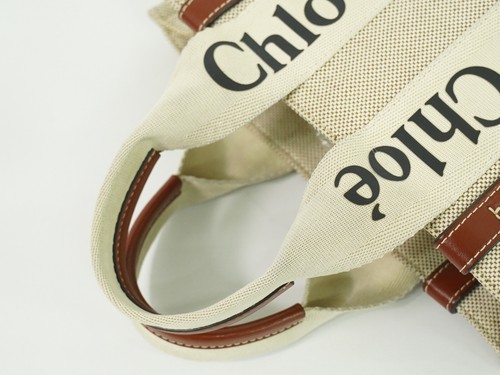 Chloe Woody Small Canvas Tote Handtasche Beige Braun - Bild 4 von 10