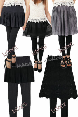 Junior Girl Pleated Skirted Soft Leggings Skirt Ankle Length Made in Korea