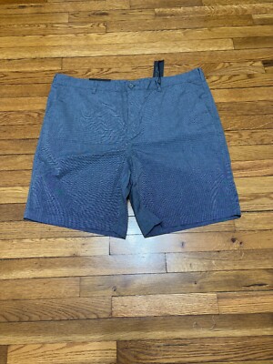 Marc Anthony Mens Shorts Size 42 Blue Checks Cotton Flat Front Slim Fit NWT $48
