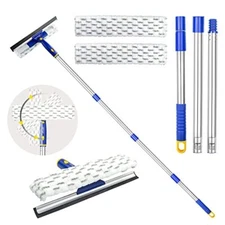 2-In-1 Professional Window Squeegee Cleaner w/ Extension Pole for Indoor Outdoor