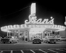 1958 HOLLYWOOD Stan's DRIVE IN Classic COFFEE SHOP Picture Photo 8.5x11