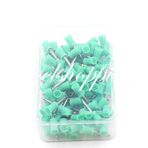 Dental Prophy Polisher Polishing Cup Brush 6 Webbed Latch Soft RA Green/White - Afbeelding 3 van 35